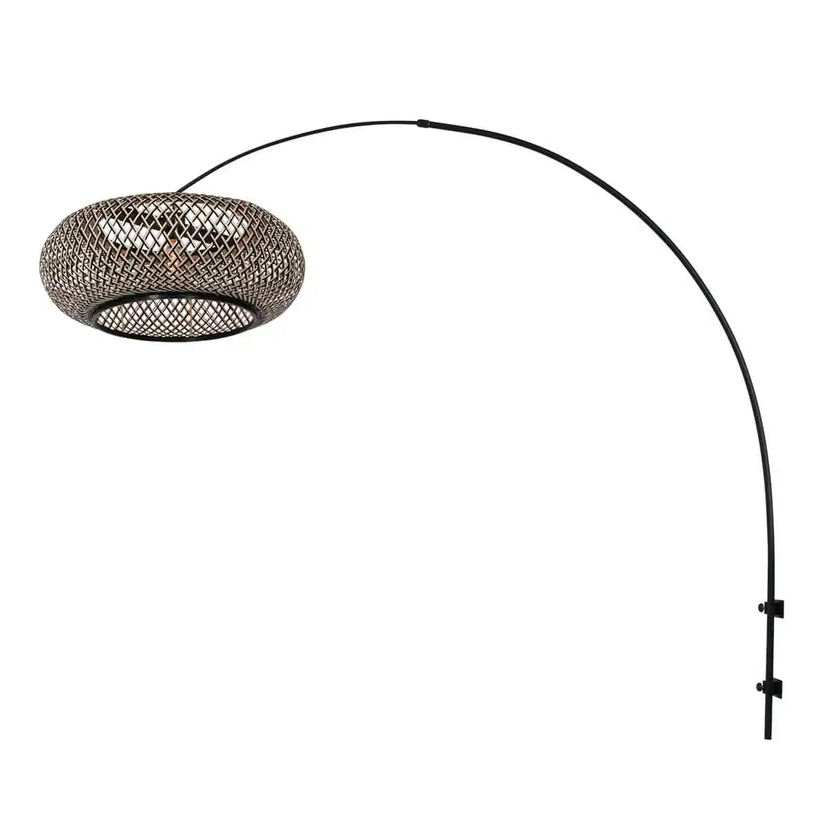 4405ZW Wandbooglamp zwart met bamboe kap Ø60 cm – Sparkled Light - Afbeelding 3