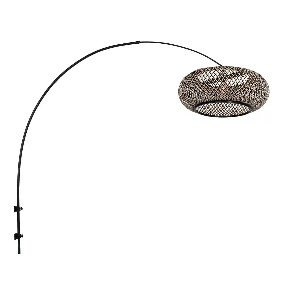 4405ZW Wandbooglamp zwart met bamboe kap Ø60 cm – Sparkled Light - Afbeelding 2