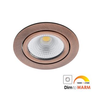 Bella Ondiepe LED spot kantelbaar 7Watt rond KOPER dimbaar – dim to warm