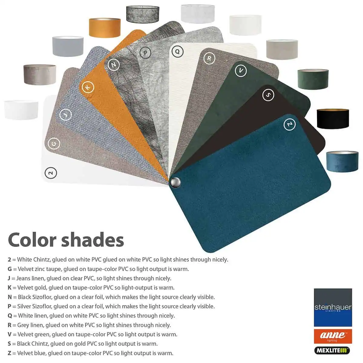 Blauw Velours Lampenkap K1068ZS ⌀40cm met E27 support. - Afbeelding 9