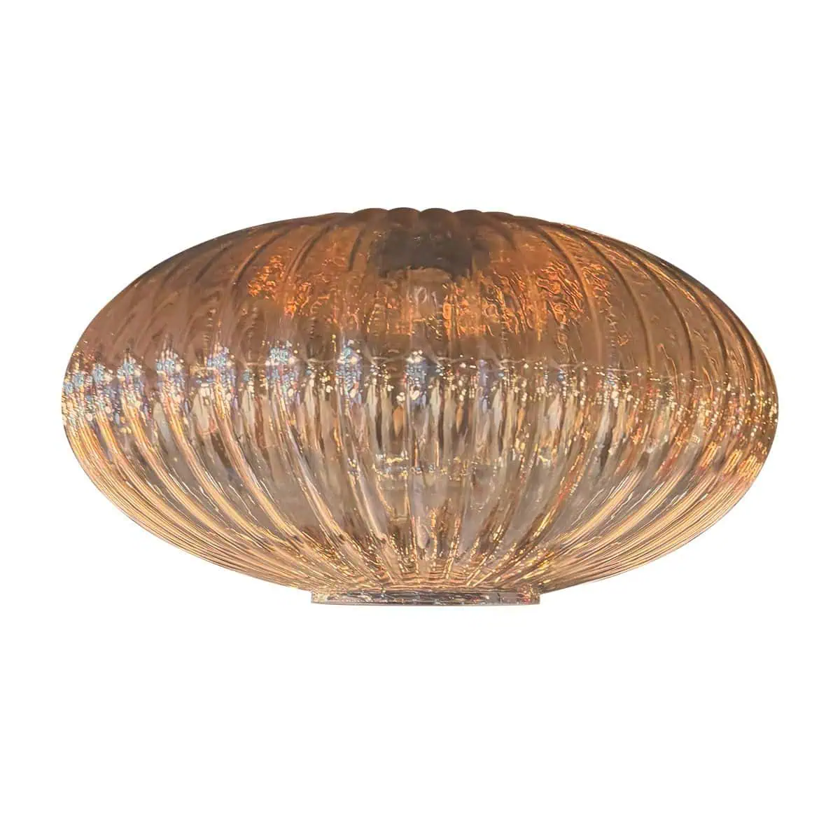 Glazen kap I15471S – Handgemaakt UFO-vormig ribbelglas in amberkleur - Afbeelding 5