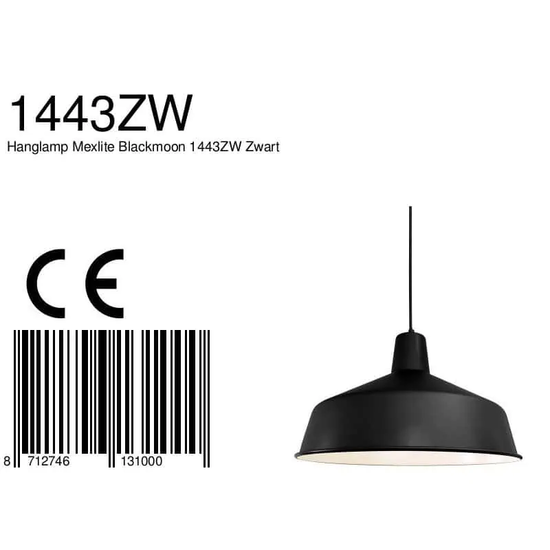 Hanglamp Black moon 1443ZW Zwart Ø40cm E27 fitting - Afbeelding 9