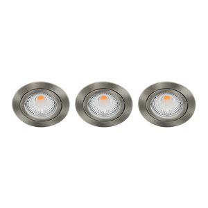 Set 3x Bella Ondiepe LED spot kantelbaar 5Watt rond NIKKEL dimbaar