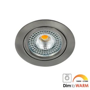 Bella Ondiepe LED spot kantelbaar 7Watt rond NIKKEL IP65 dimbaar – dim to warm – interne driver