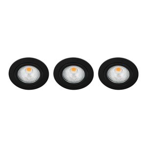 Set 3x Bella Ondiepe LED spot kantelbaar 5Watt rond ZWART dimbaar