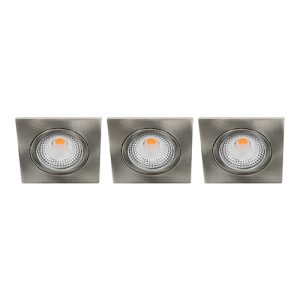 Set 3x Bella Ondiepe LED spot kantelbaar 5Watt vierkant NIKKEL dimbaar