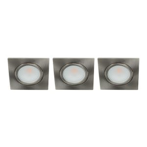 Set 3x Bella Ondiepe LED spot kantelbaar 5Watt vierkant NIKKEL dimbaar