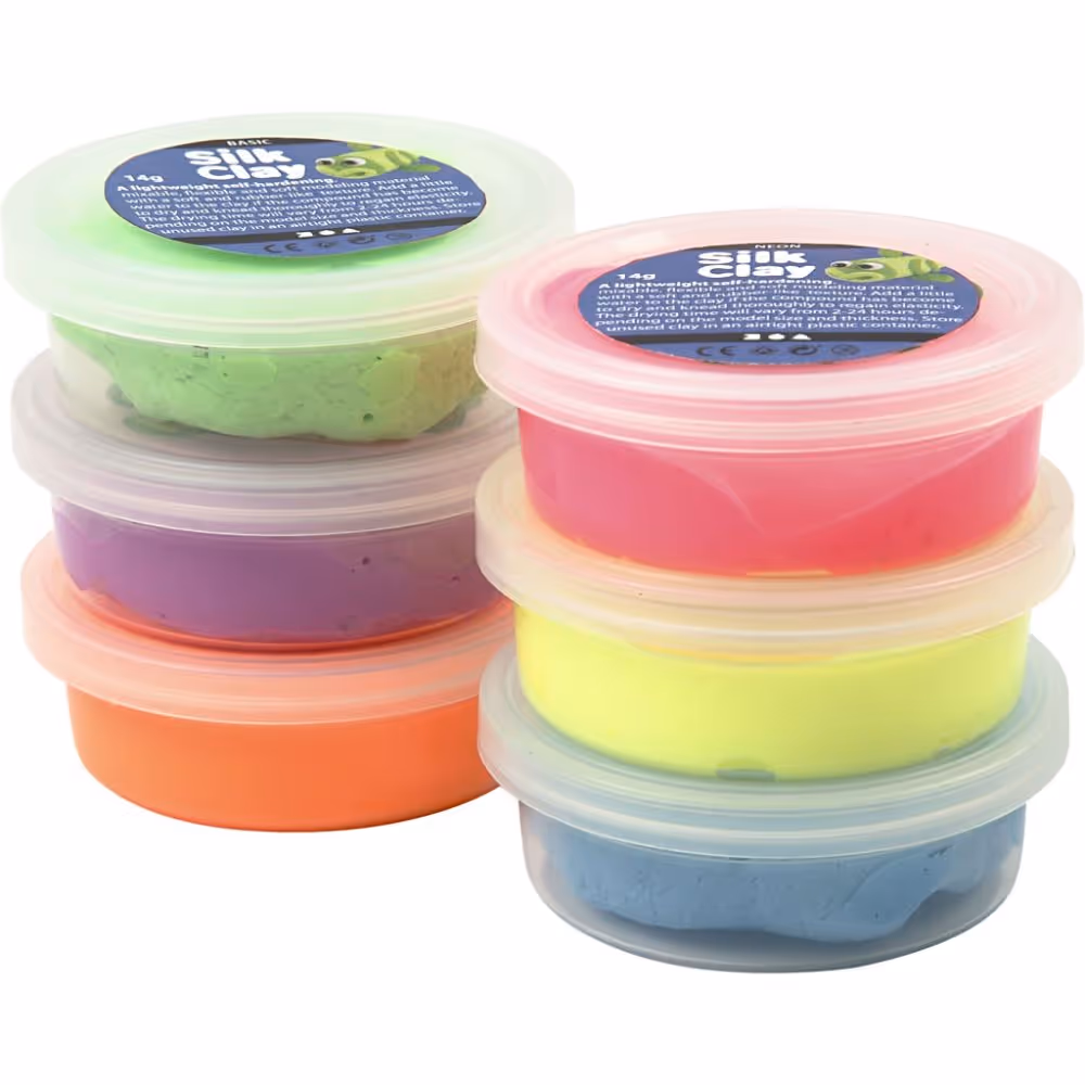 Silk Clay 6 doosjes 14 gr Neon kleuren