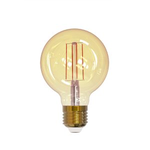 Slimme E27 LED Lamp | Amber Glas Ø80 mm | Wi-Fi | Warm → Koud Wit Licht | Dimbaar & App-Bediening
