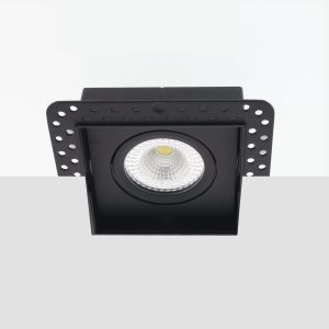 Bella Ondiepe LED inbouw 40mm trimless spot kantelbaar 7Watt vierkant ZWART IP65 dimbaar – dim to warm – interne driver