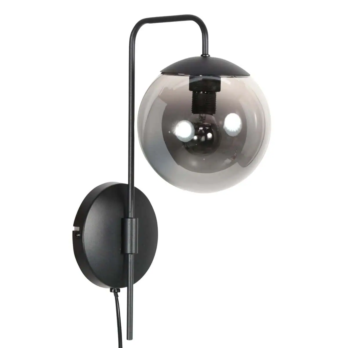 Wandlamp Bollique 4609ZW sfeervolle zwarte wandlamp met smoke glas - Afbeelding 3
