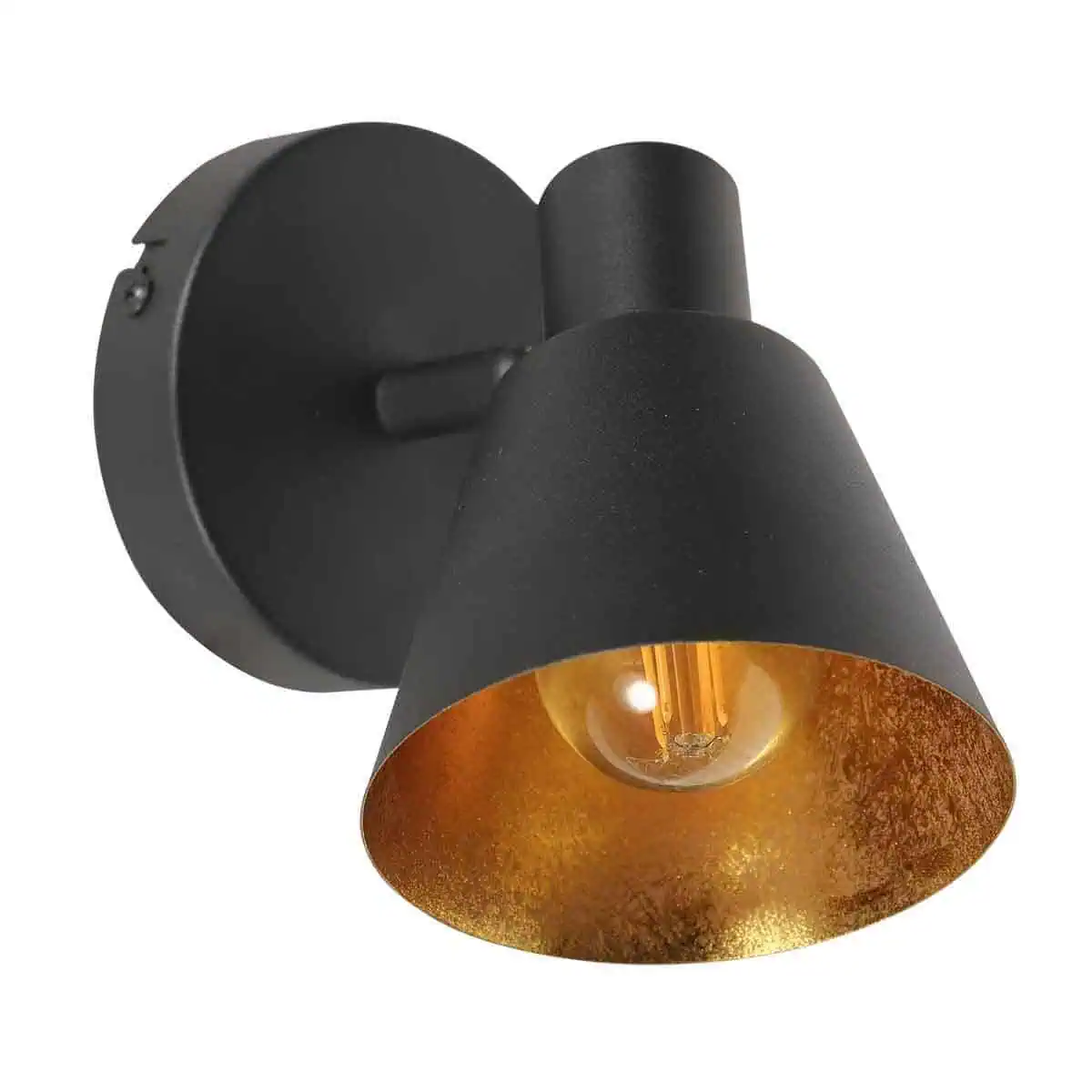Zwarte 1 lichts spot / wandlamp Oeroe 4113ZW met E14 fitting - Afbeelding 9