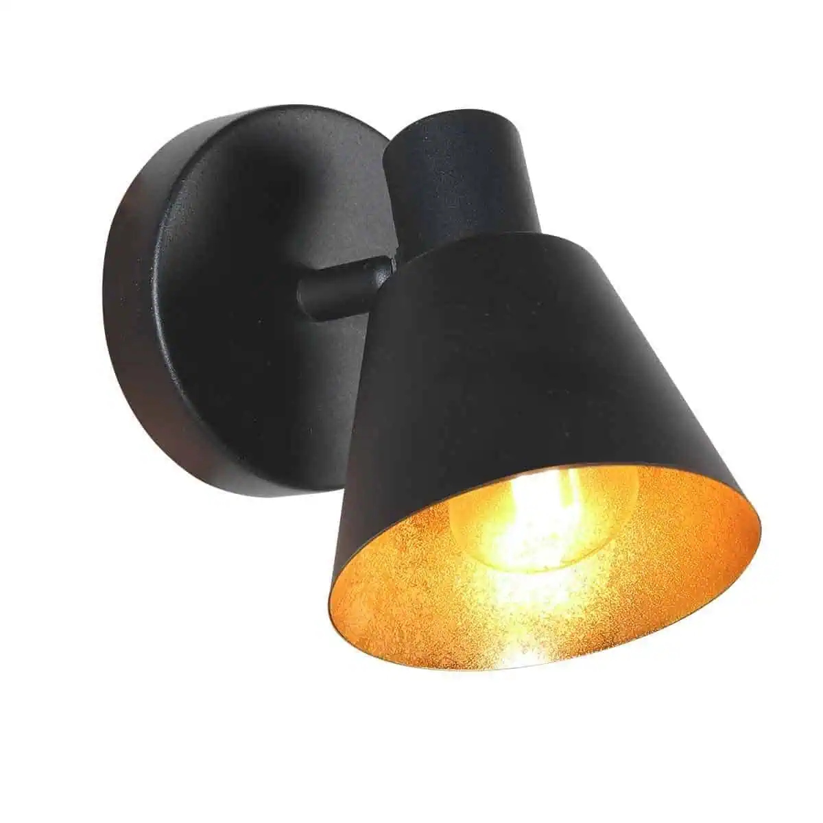 Zwarte 1 lichts spot / wandlamp Oeroe 4113ZW met E14 fitting - Afbeelding 2
