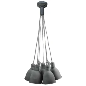Hanglamp Industry Tros 7 lichts beton grijs